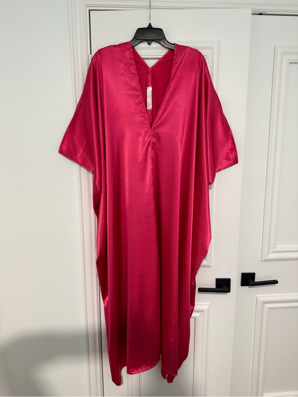 Satin Kaftan Dress in Bright Fuchsia